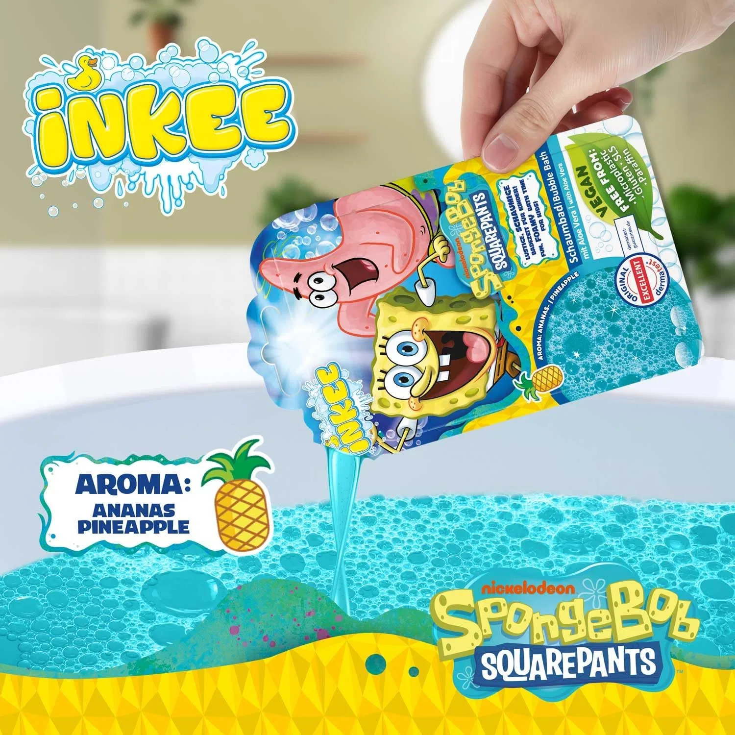Жидкая губка для ванны Sponge Bob, INKEE, 40 г, Aquamarine — фото 2