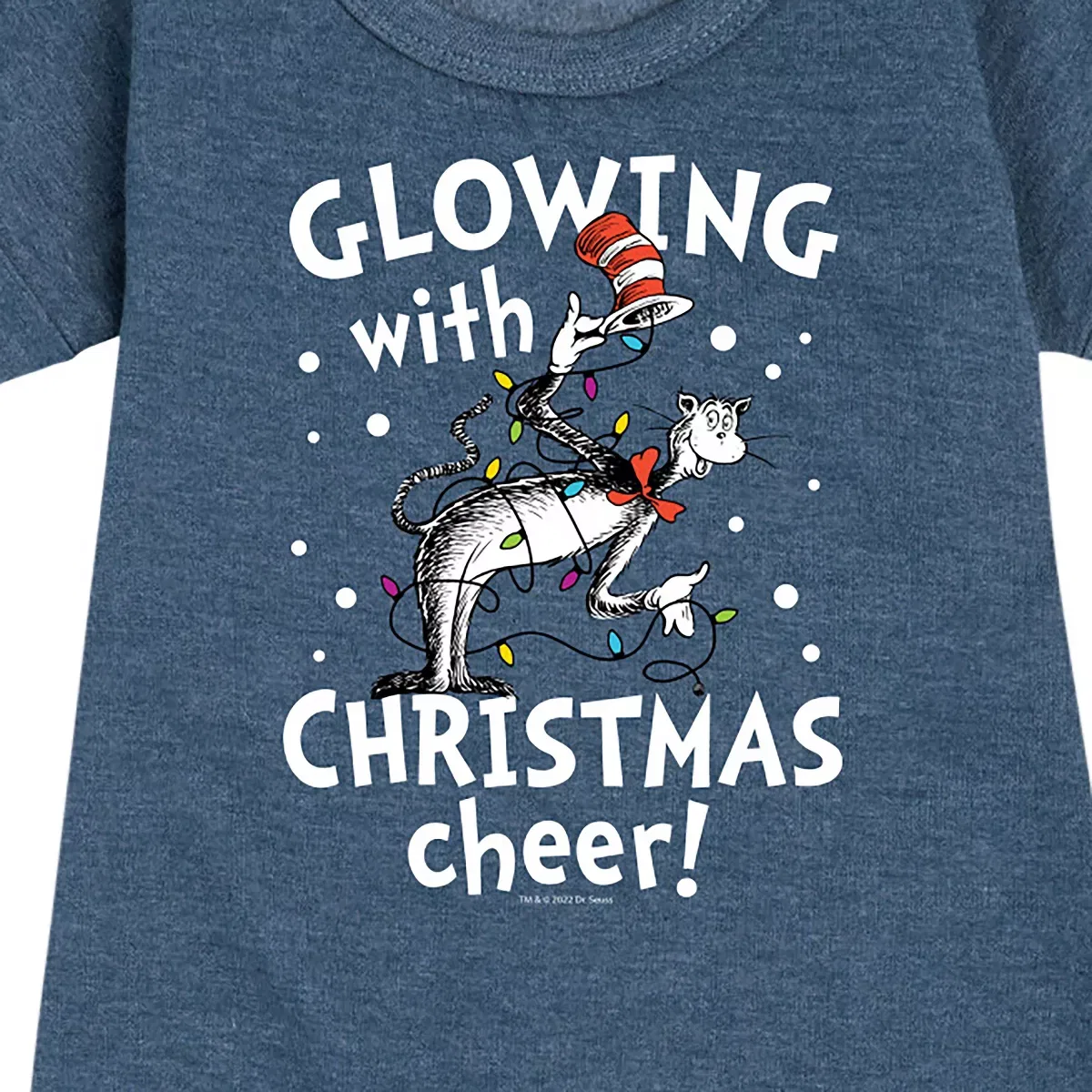 Детское платье из флиса с принтом The Cat in the Hat Glowing Christmas Cheer, Heather Navy — фото 2