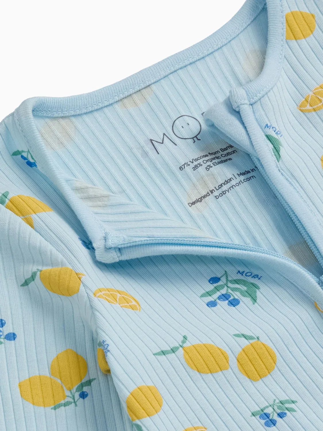 Комбинезон для сна Ribbed Lemon Lullaby Mori, синий — фото 4