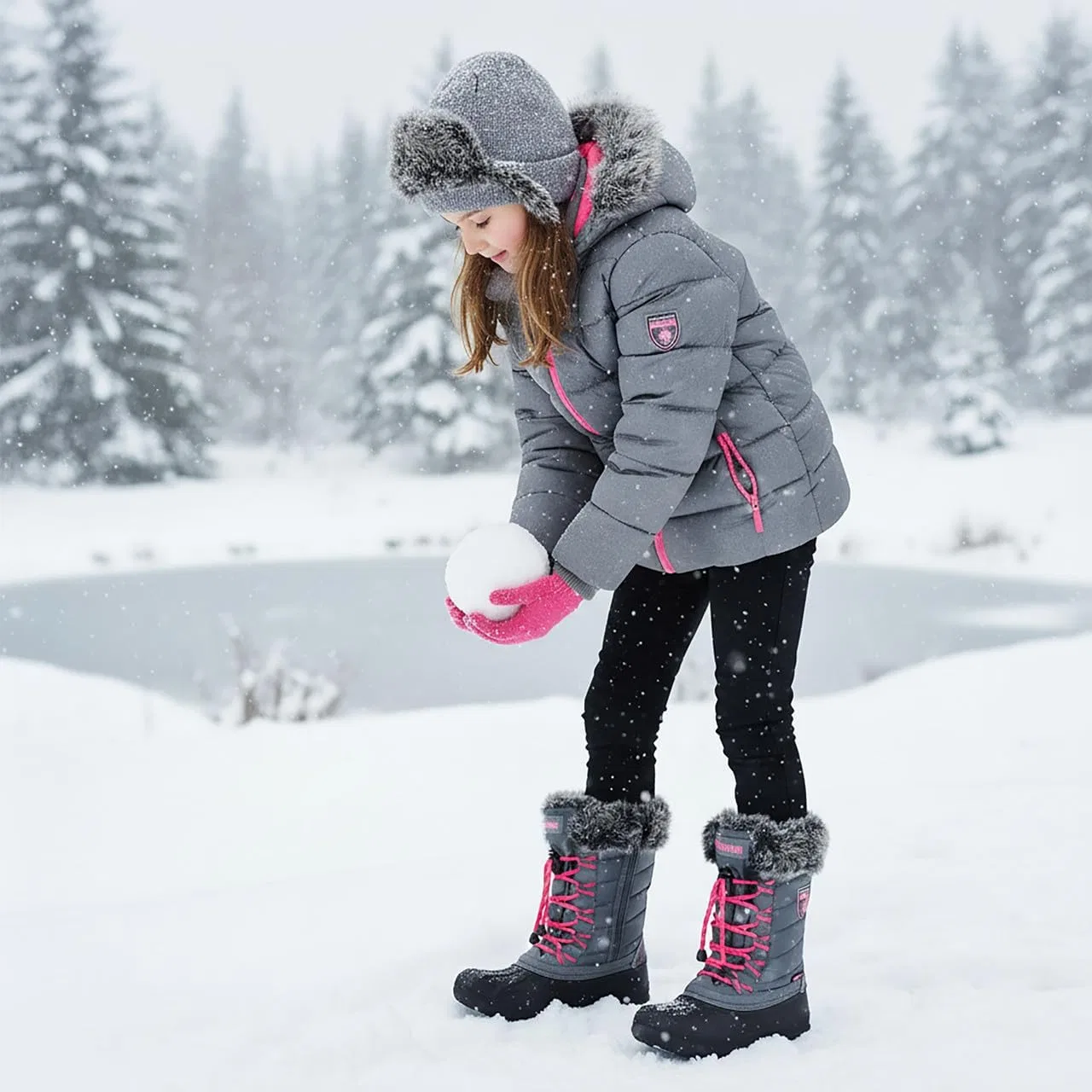 Детские зимние снежные ботинки для девочек Nova Mountain Nova Footwear, Grey — фото 2