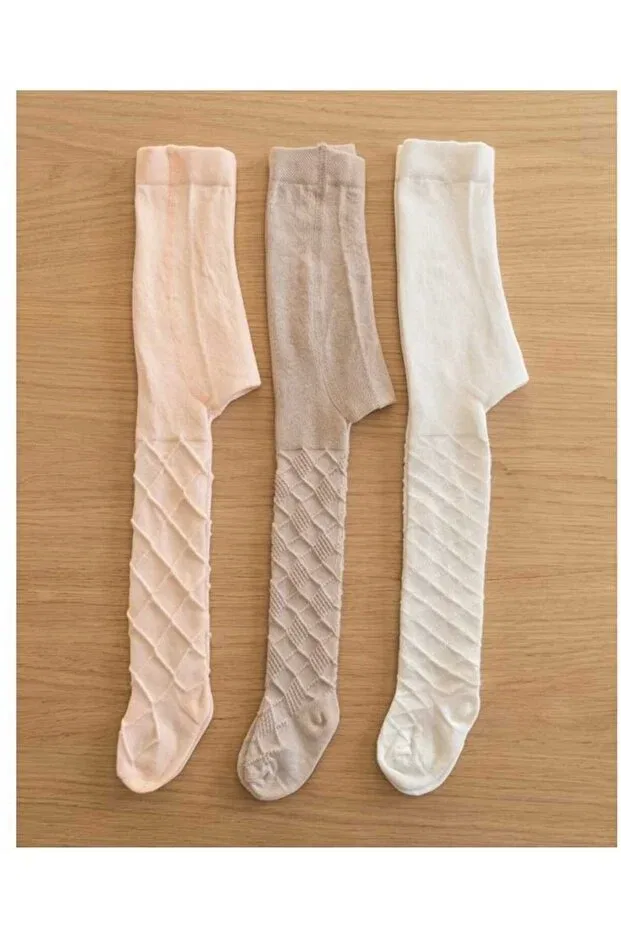 Детские колготки хлопковые Moonrise Socks, Beige + Powder-Ecru