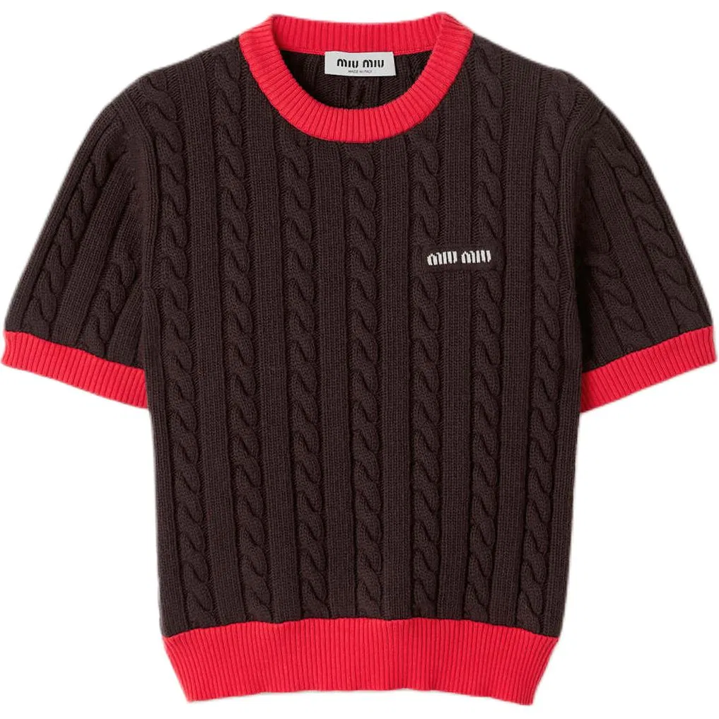Женский свитер с круглым вырезом Brown Red MIU MIU