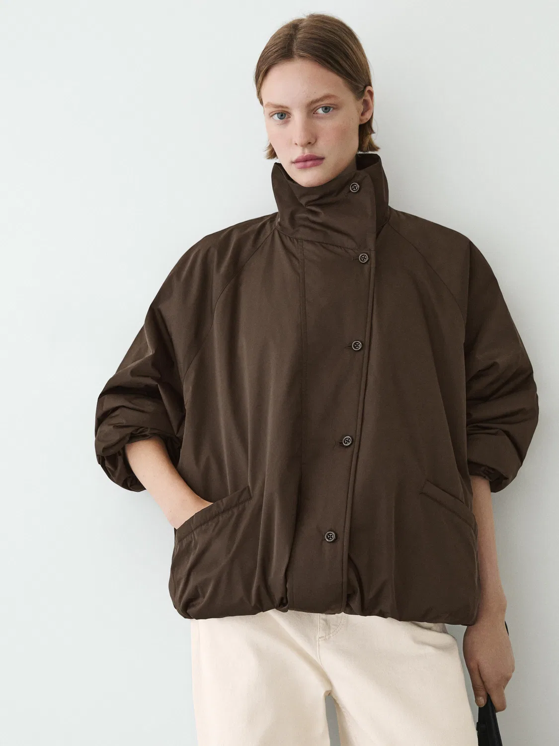 Куртка пуховая Massimo Dutti, объемная, Mole Brown — фото 3