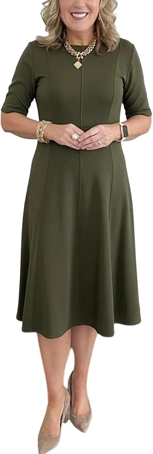 Женское повседневное платье с коротким рукавом, Army Green