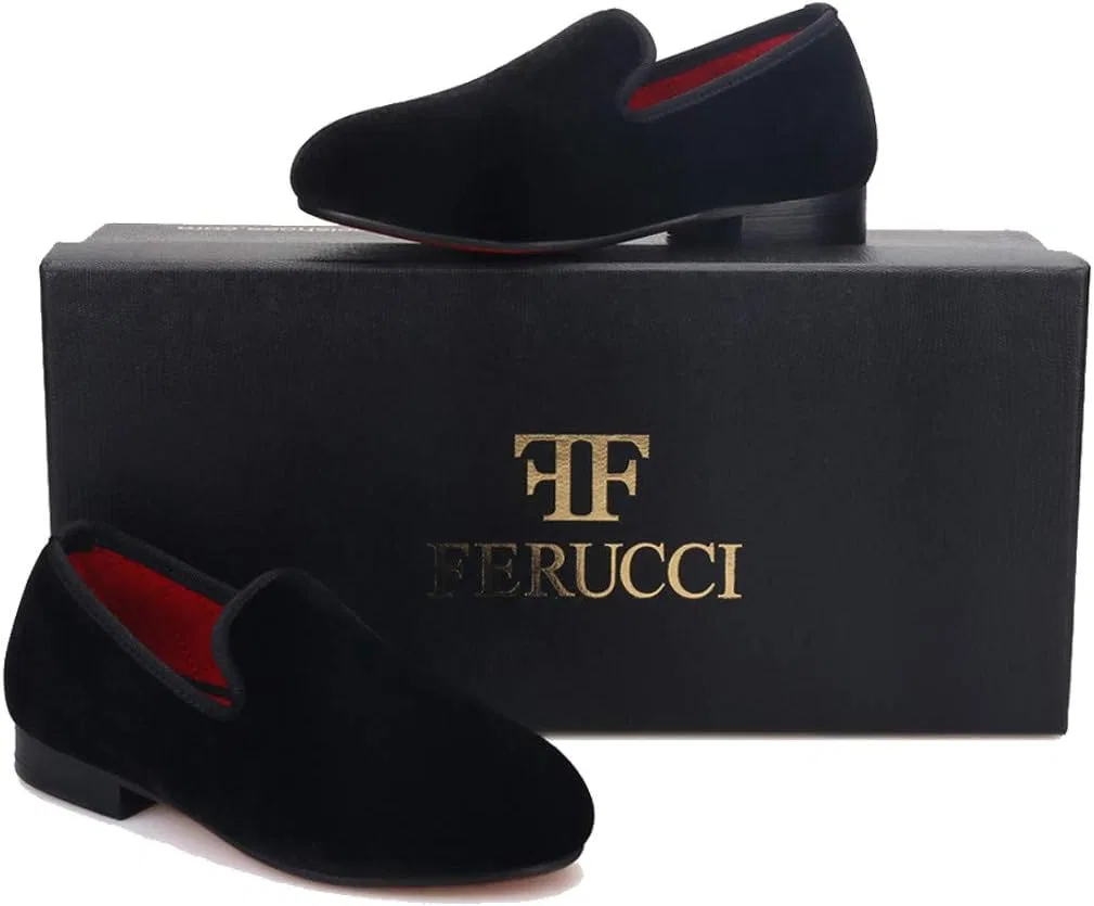 Детские туфли-лоферы из вельвета для мальчиков FERUCCI, Black — фото 3