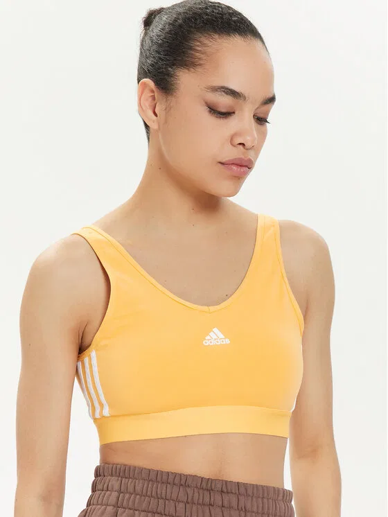 Топ slim fit Essentials 3-Stripes Adidas, желтый — фото 4