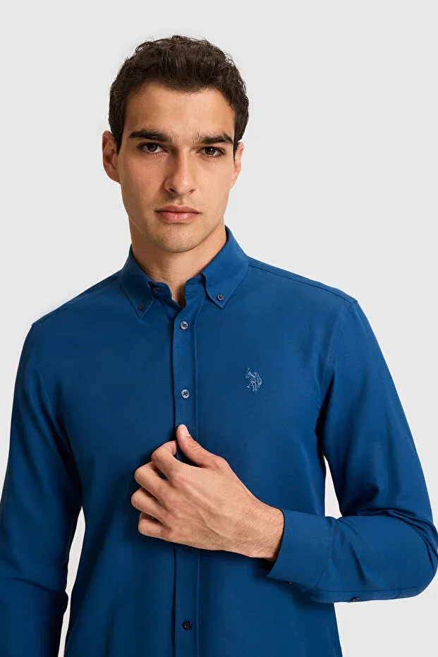 Мужская рубашка с длинным рукавом Basics U.S. Polo Assn., Light Lacivert — фото 2
