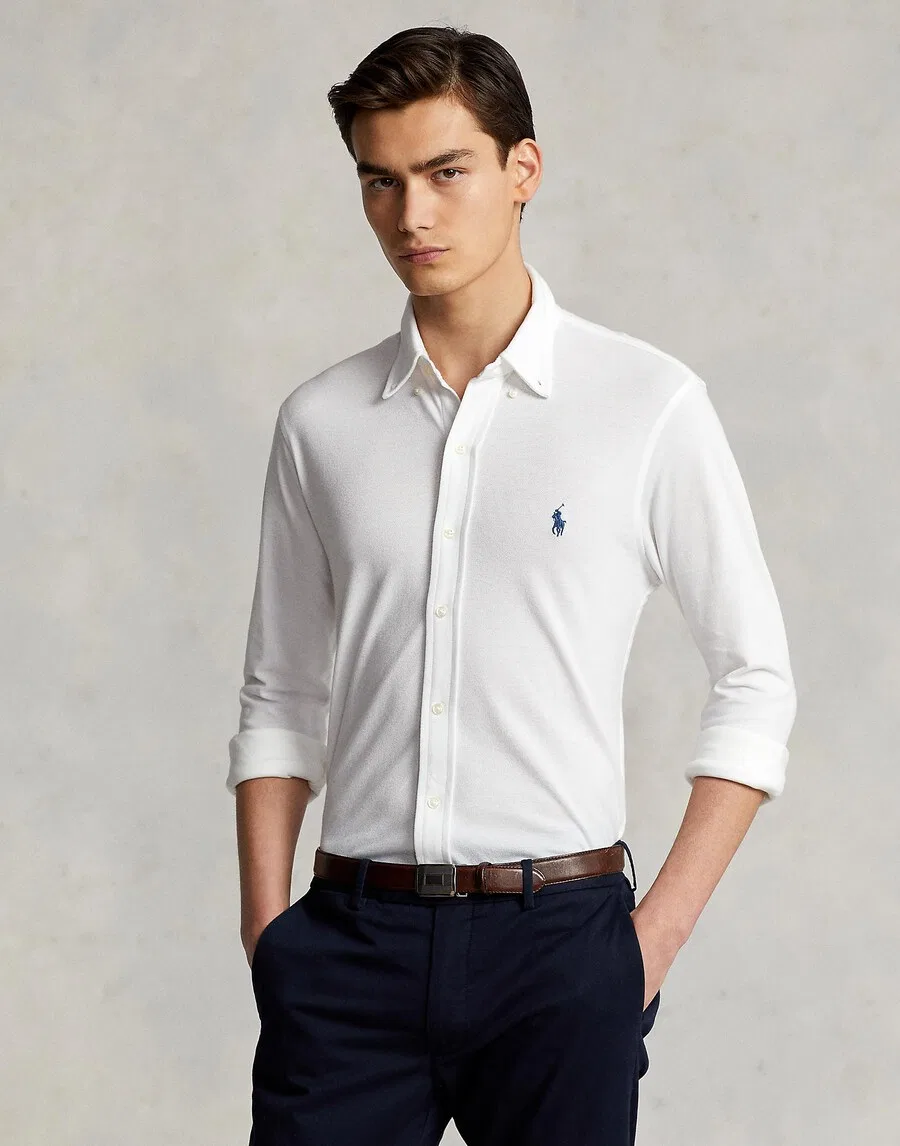 Приталенная деловая рубашка Polo Ralph Lauren белого цвета — фото 3