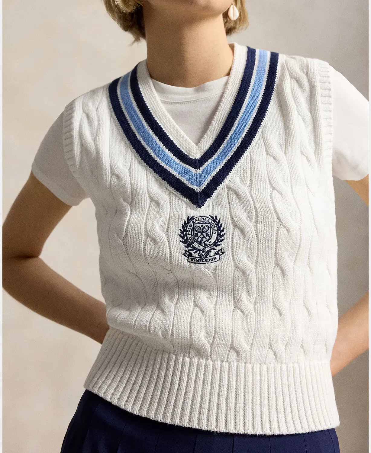 Женский жилет хлопковый Polo Ralph Lauren, Crema — фото 3