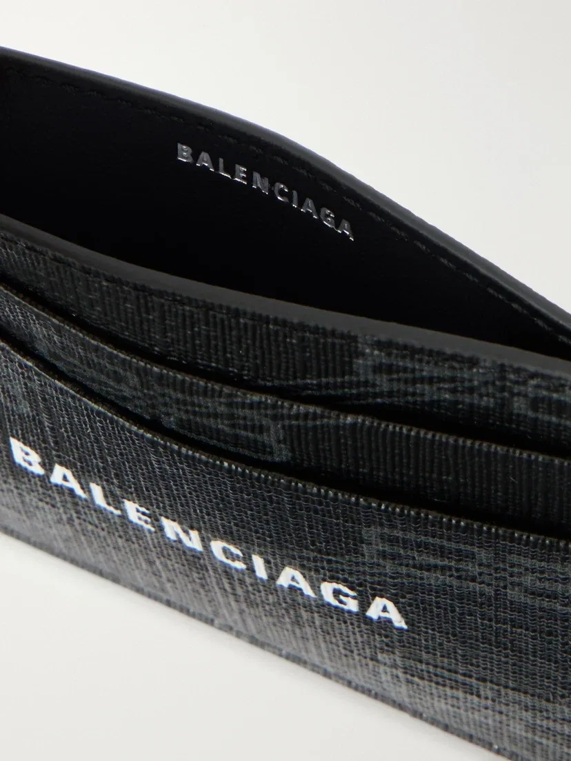 Визитница из канваса с покрытием и принтом BALENCIAGA, черный — фото 4