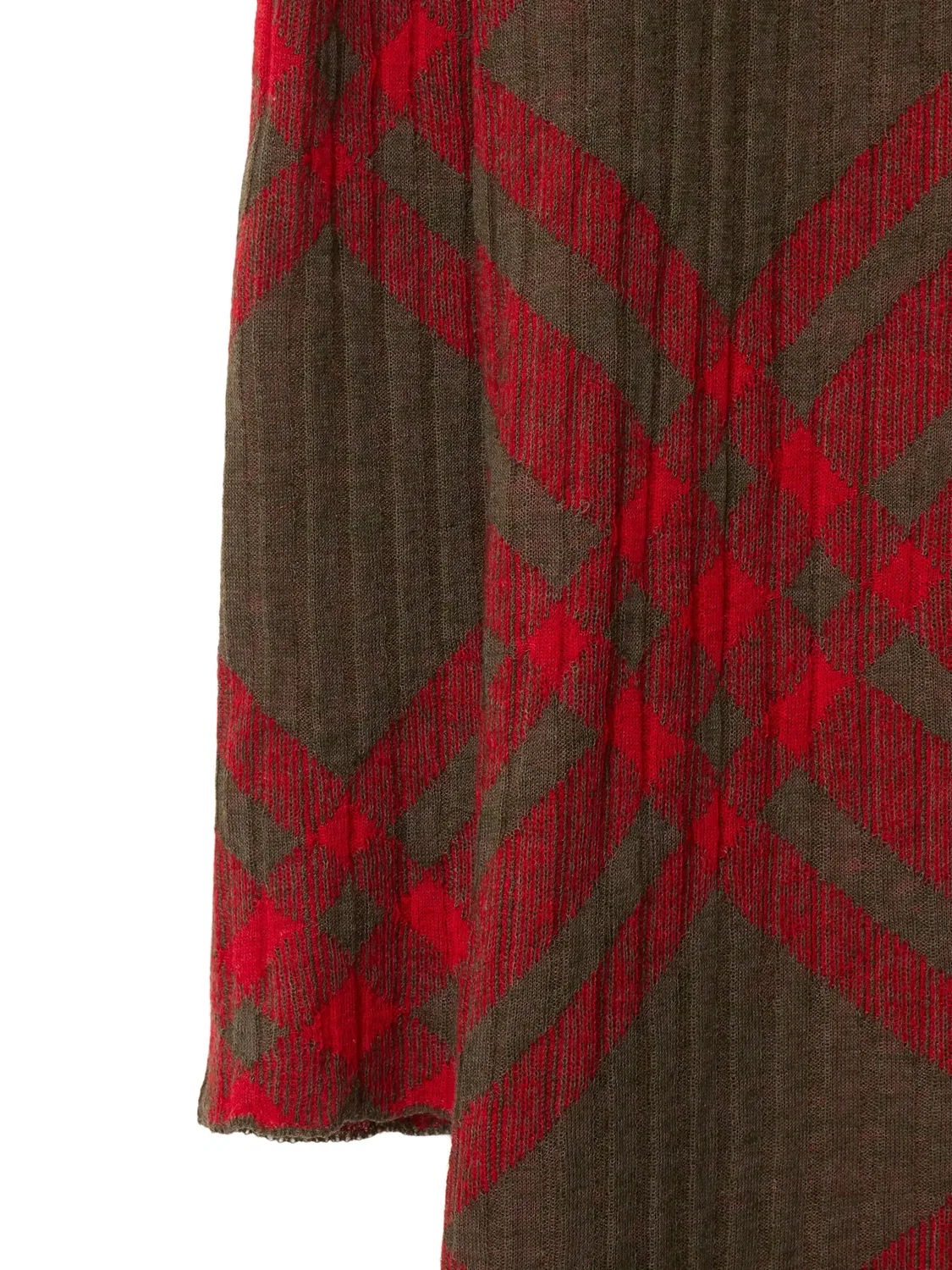 Платье-шифт из шерстяного микса с принтом в клетку Burberry, красный/коричневый — фото 2