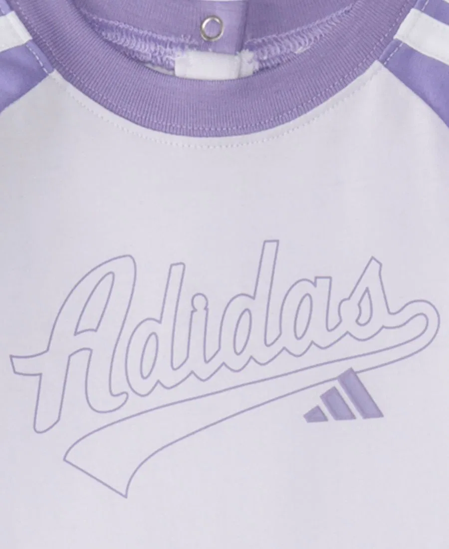 Детский комбинезон с длинным рукавом, хлопковый, с принтом adidas, Pastel Purple — фото 3