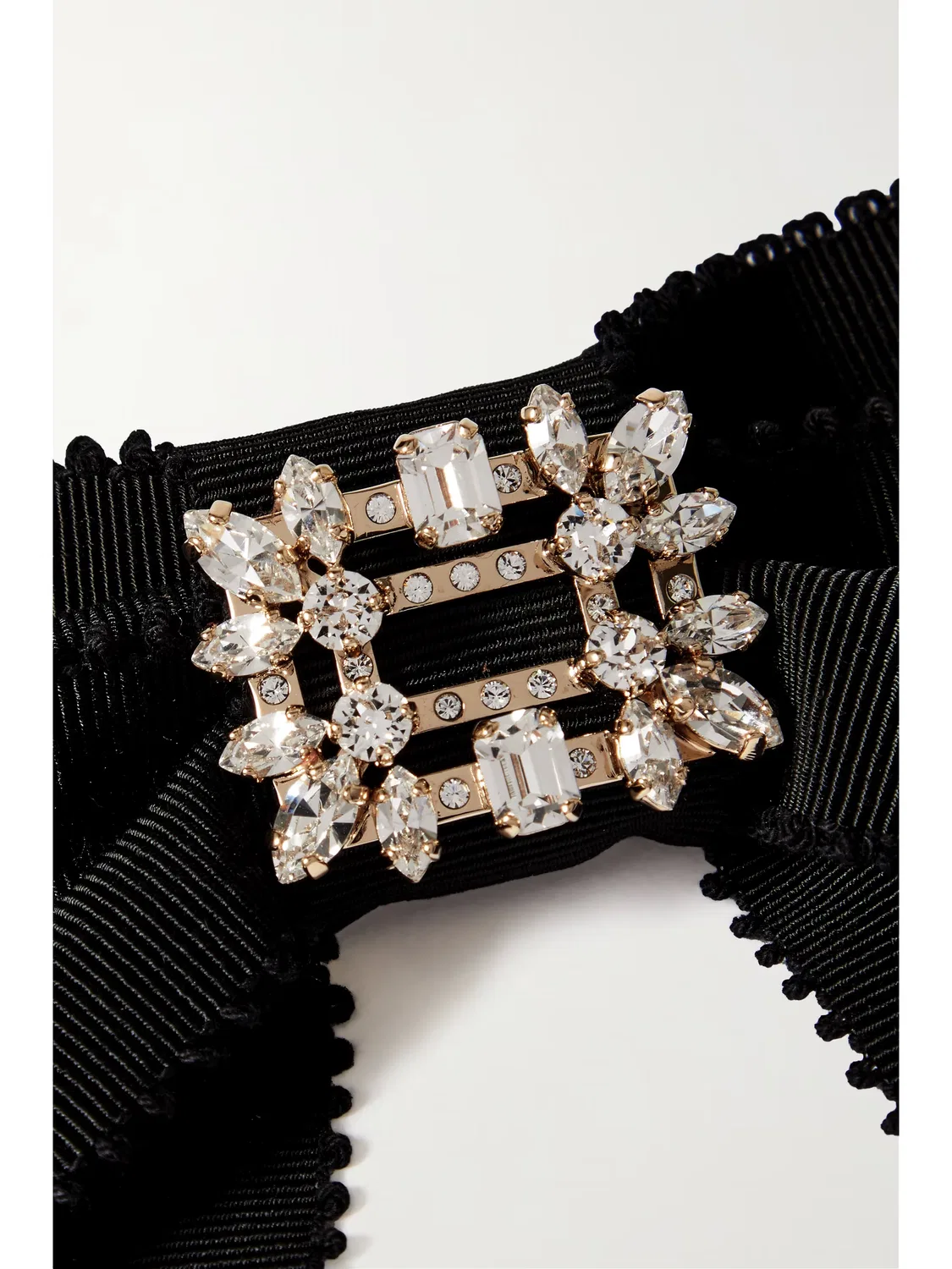 Заколка для волос из репсовой ленты Broche vivier украшенная кристаллами Roger Vivier, черный — фото 4