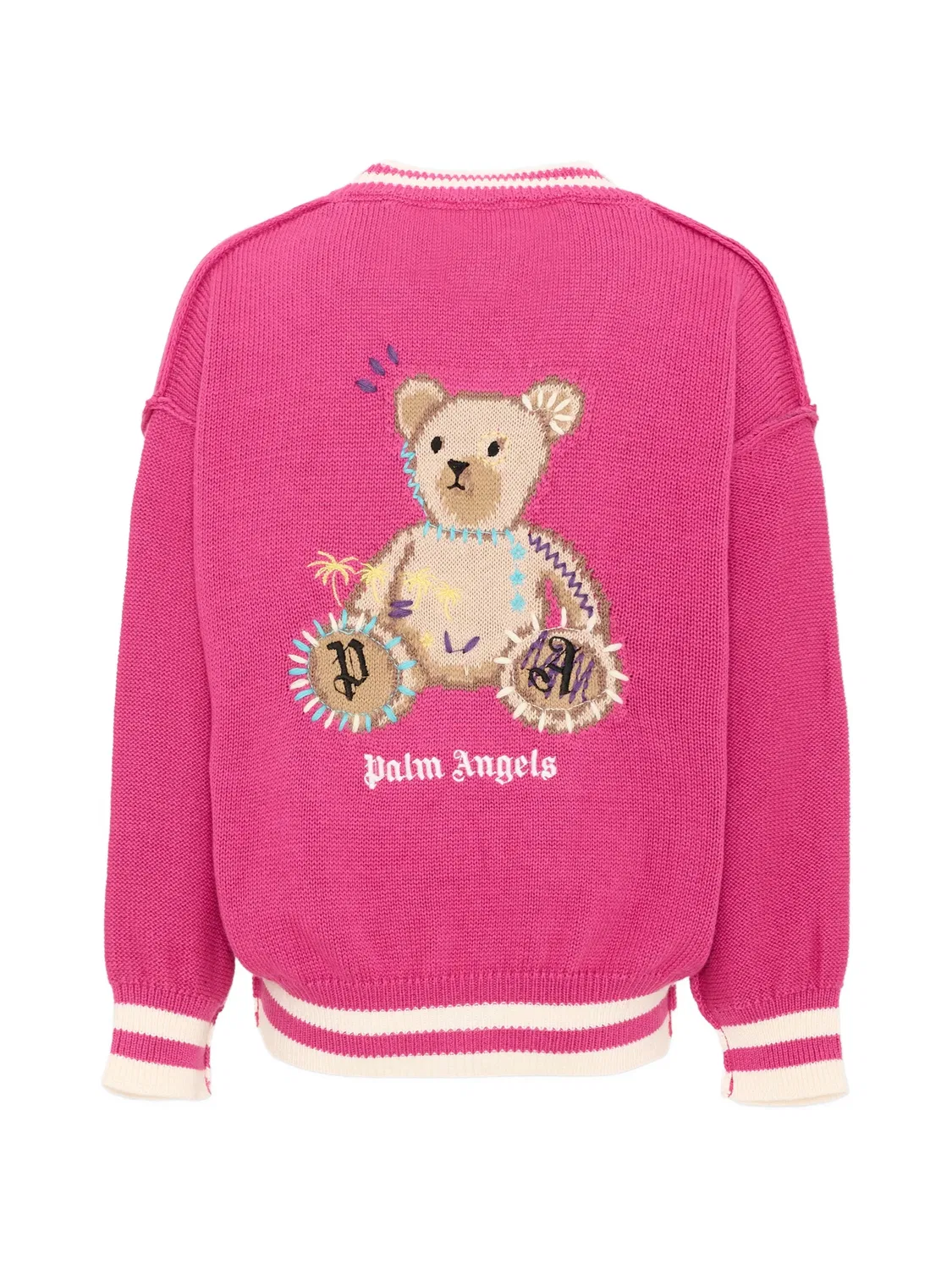 Кардиган с вышитым логотипом Palm Angels Kids, розовый — фото 2