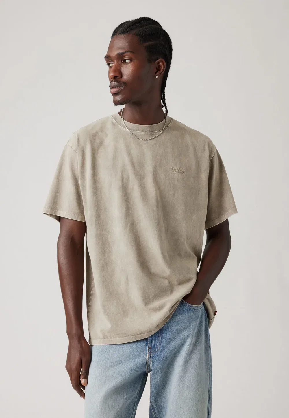 Винтажная футболка Tab - футболка с принтом Levi'S, Stones Throw Mineral Wash Silent Storm Jersey — фото 2