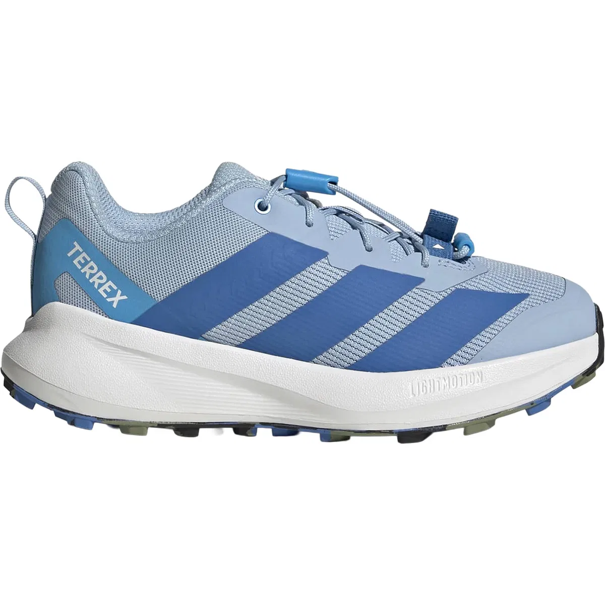Детские кроссовки для мальчиков с шнуровкой-молнией Adidas Terrex Agravic Shoe Little Kids, Glow Blue/Ray Blue/Tent Green