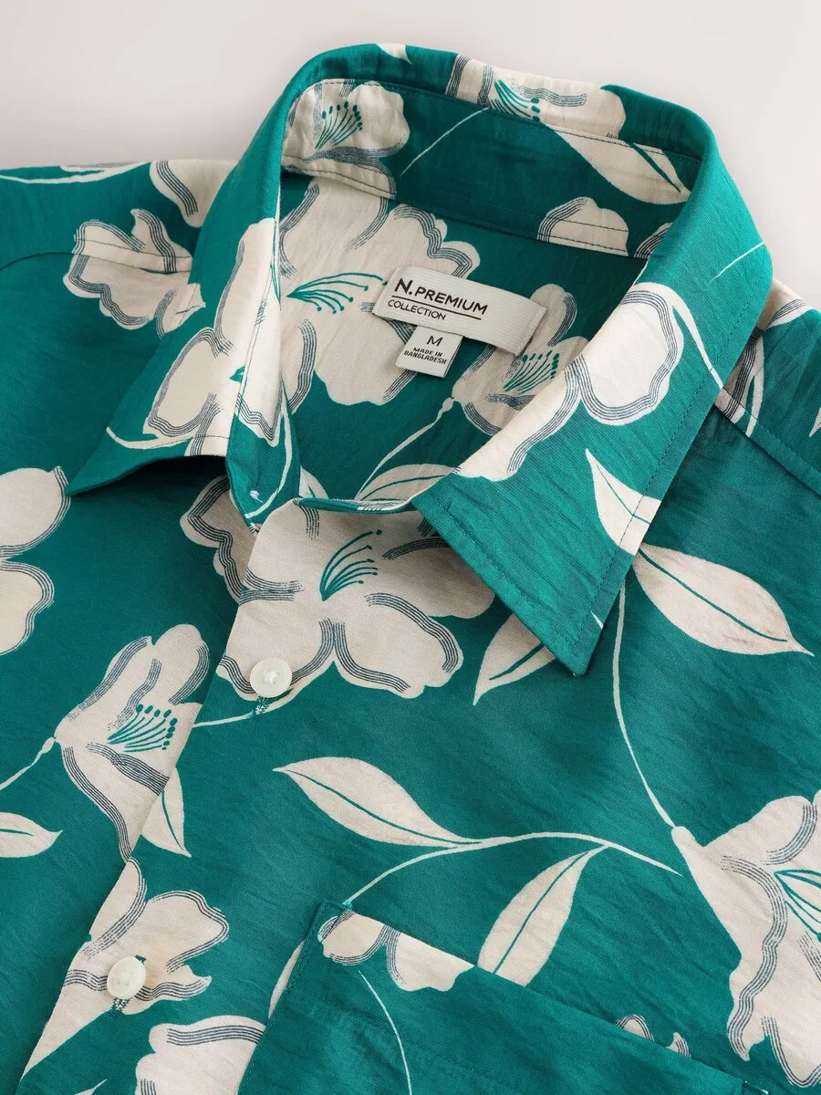 Рубашка Next Comfort fit Button Up Shirt 'N. Premium' зеленого цвета — фото 3