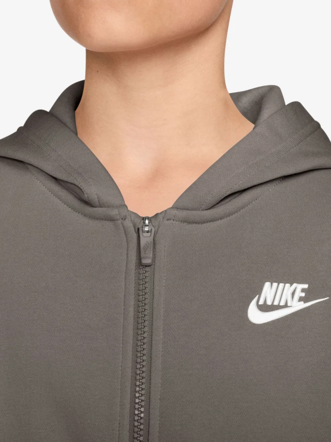 Худи Nike Sportswear Club Fleece на молнии, Stone Grey — фото 3