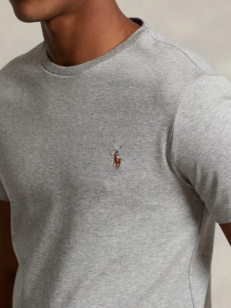 Футболка Polo Ralph Lauren стандартного кроя, серо-бежевая — фото 3