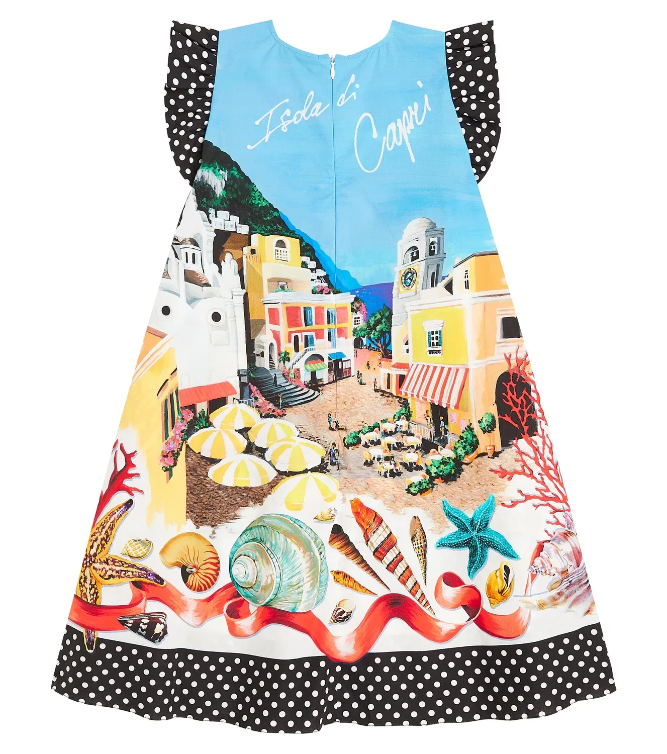 Платье хлопковое с принтом Dolce&Gabbana Kids, мультиколор — фото 4