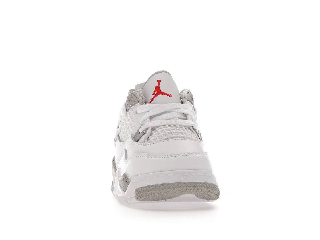 Детские кроссовки Lifestyle с белой замшевой кожей Jordan 4 Retro, White/Tech Grey-Black-Fire Red — фото 2