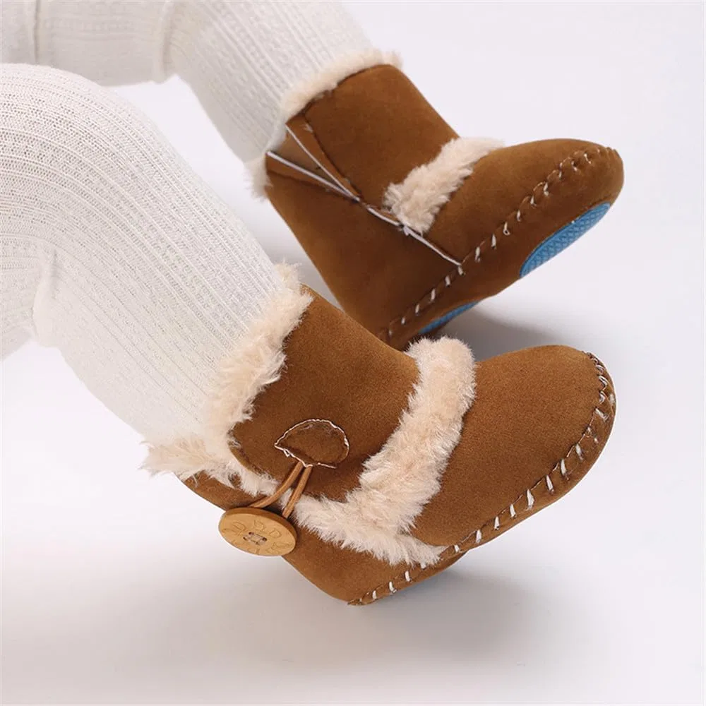 Детские зимние ботинки для девочек с пуговицей HsdsBebe, Brown — фото 2