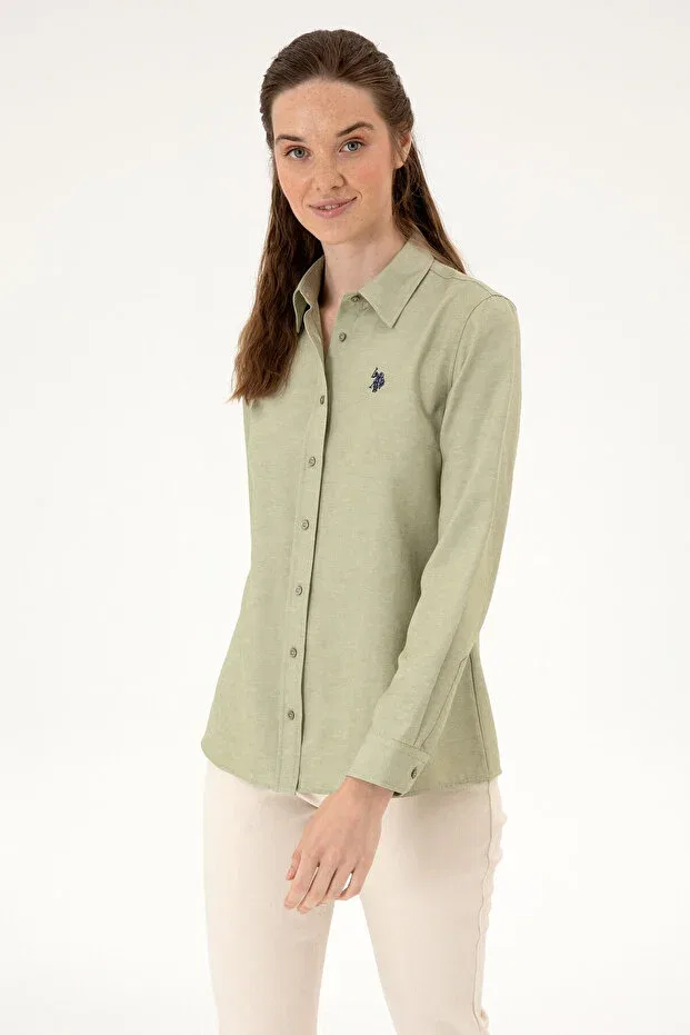 Женская рубашка с длинным рукавом U.S. Polo Assn., Open Haki — фото 3
