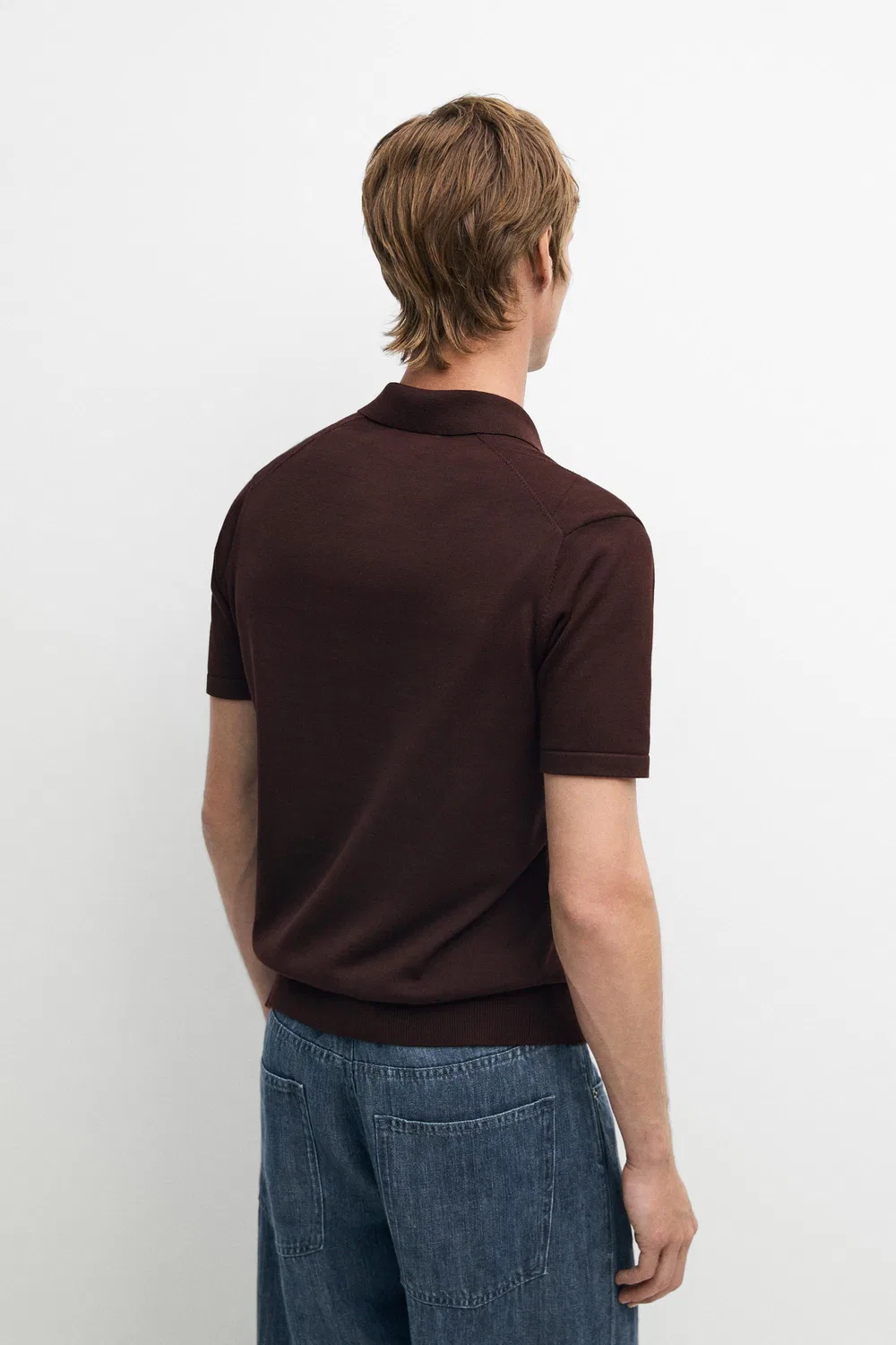 Поло-рубашка Massimo Dutti, хлопковая, бургундия — фото 3