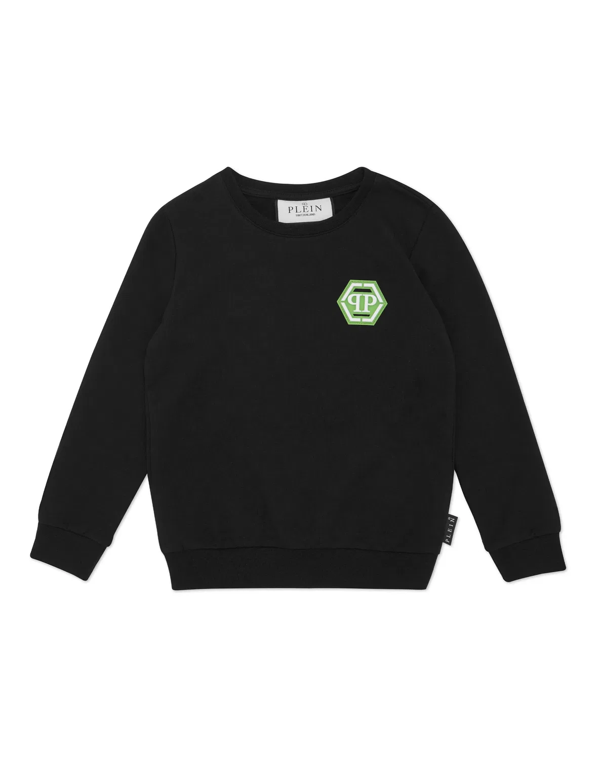 Детский свитшот с длинным рукавом с принтом Iconic Plein PHILIPP PLEIN, Black Green