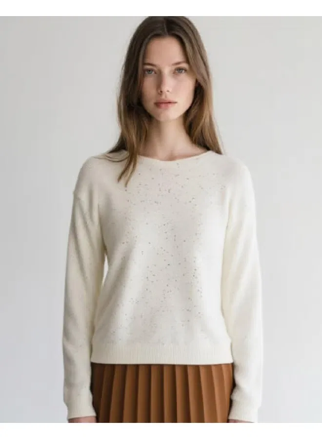 Свитер с длинным рукавом и блестками Zara, белый