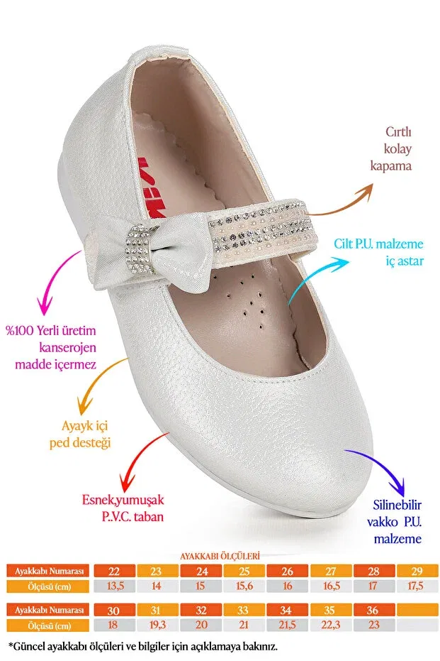 Детские балетки для девочек из искусственной кожи Cerry vakko velcro girl's stone ballerina shoes Kiko Kids, Sedef — фото 2