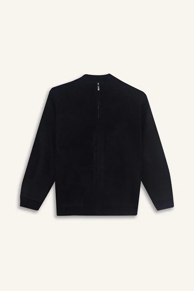 Детский кардиган для мальчиков с длинным рукавом Half Zipper Cardigan For Boys F0817A825AU Defacto, Black Bk27 — фото 4