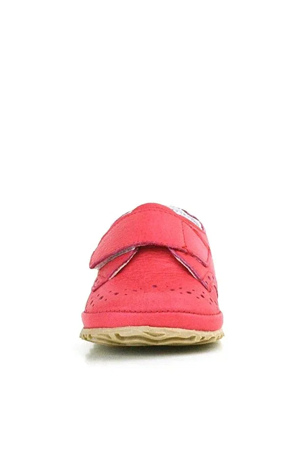 Детские пинетки из натуральной кожи на липучке Hapshoe, Red — фото 4