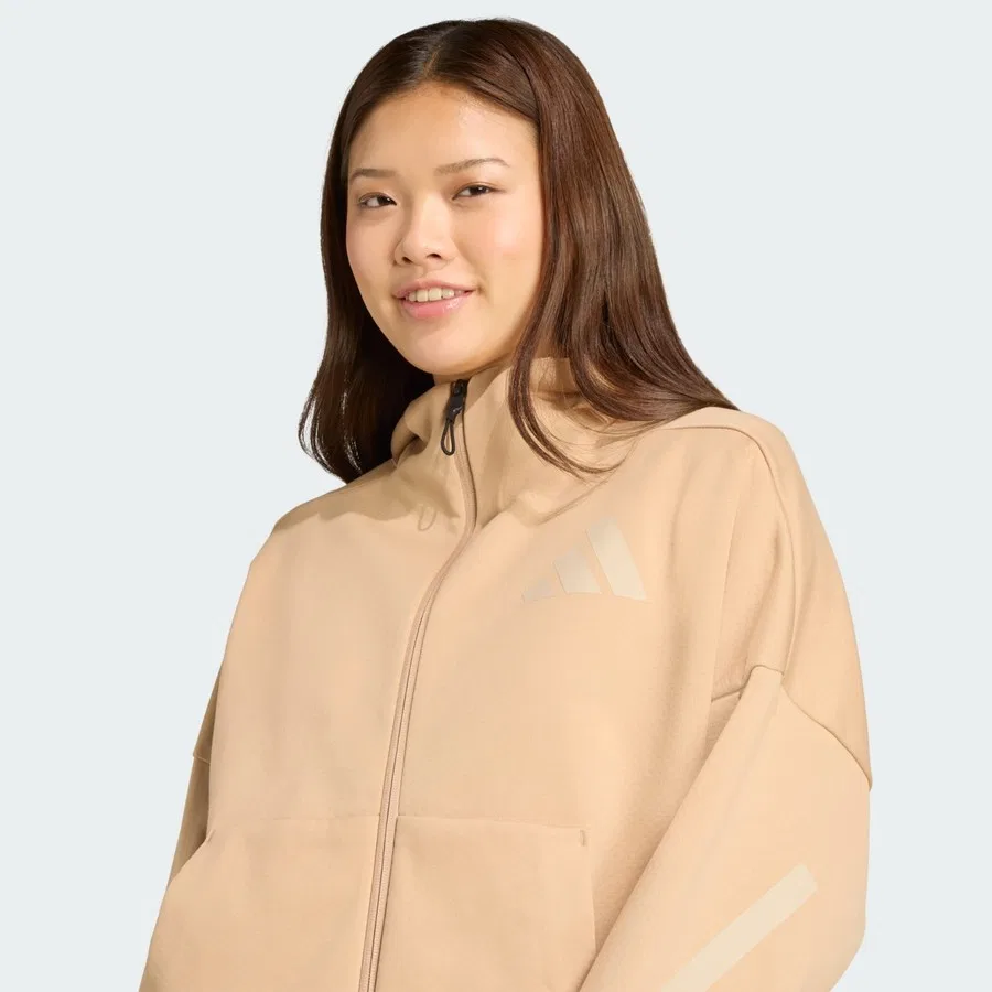 Худи с длинным рукавом и капюшоном adidas Z.N.E. Full-Zip Hoodie, Коричневый — фото 4