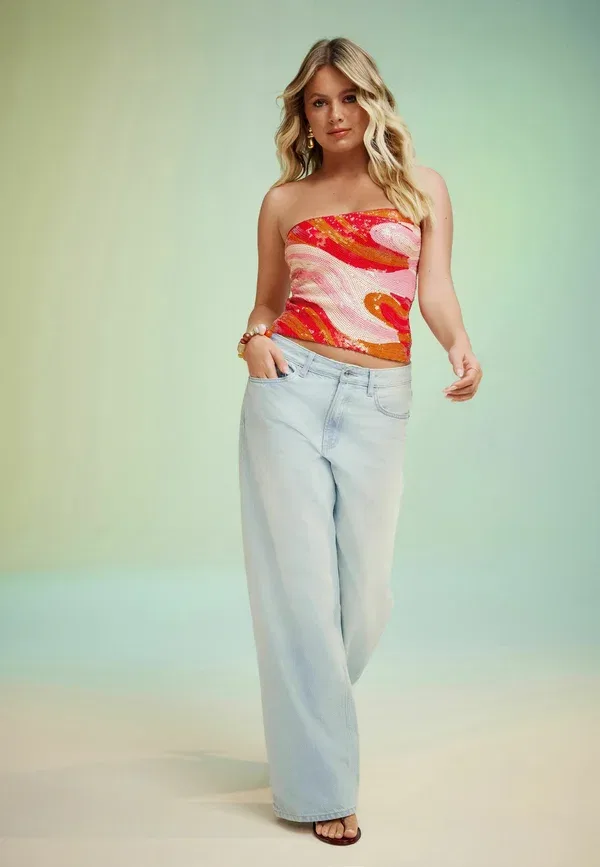 Топ с пайетками из полиэстера Regular fit Next red, pink, swirl, красный/розовый