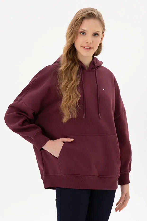 Женские свитшот с капюшоном U.S. Polo Assn., Plum — фото 3