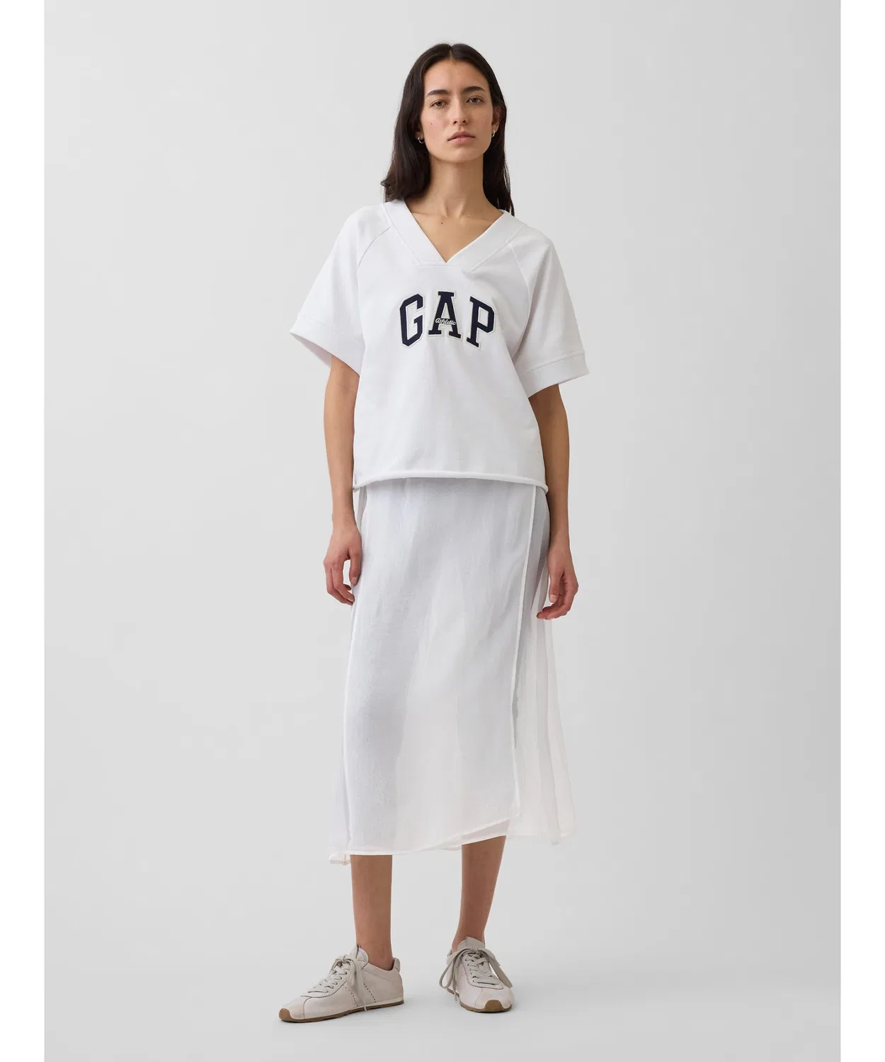 Женская прозрачная юбка-макси с запахом A-силуэта GAP, White — фото 3
