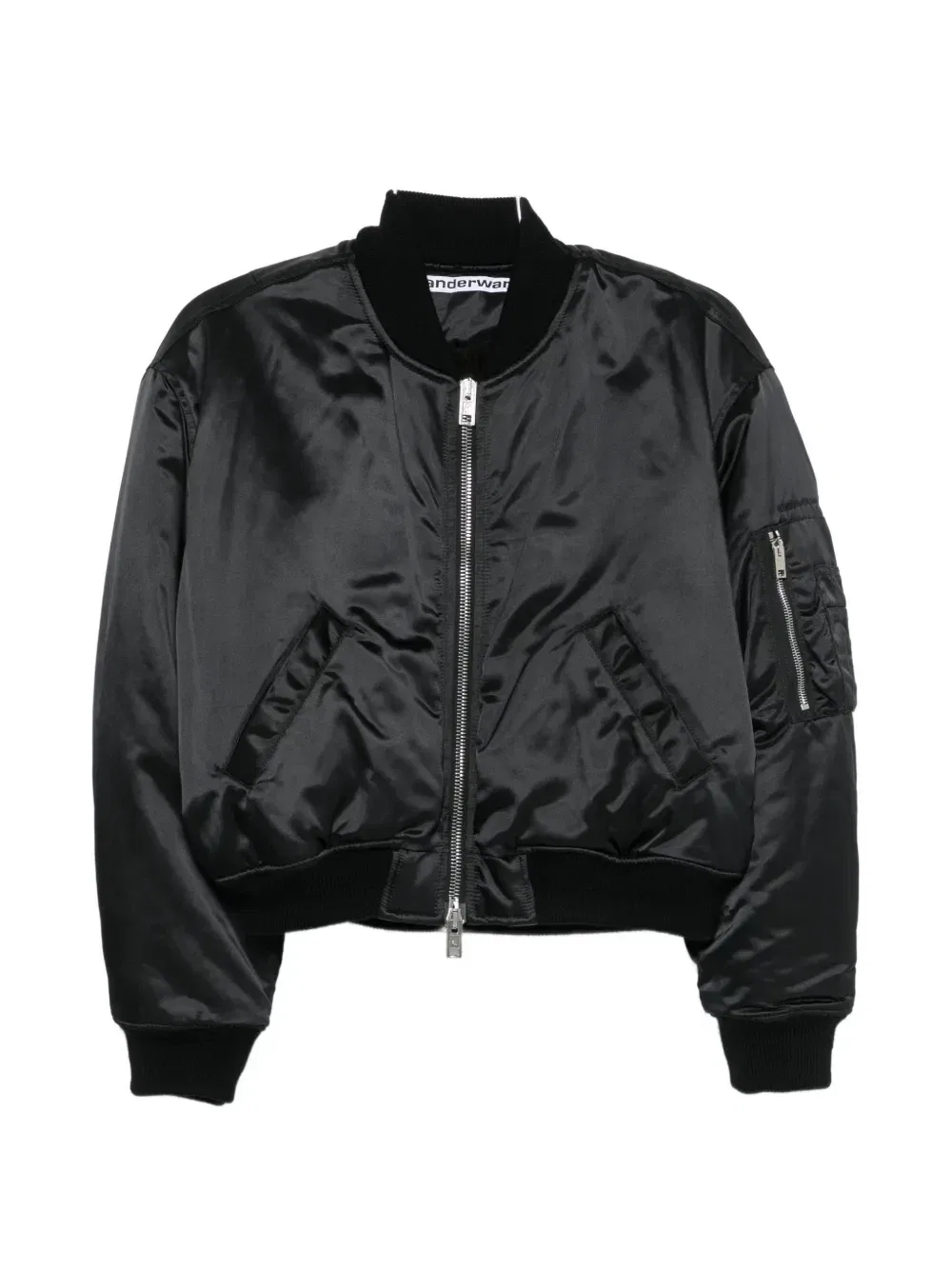 Бомбер из атласа Alexander Wang, черный