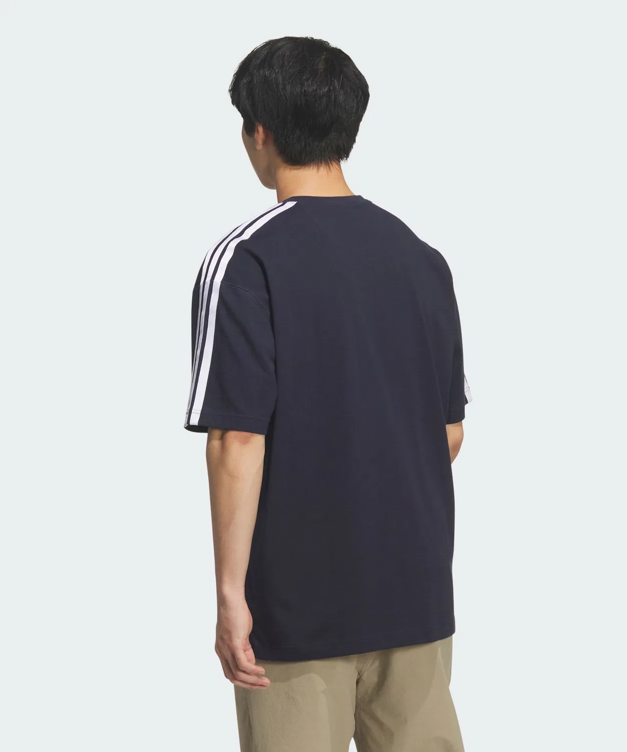 Мужская футболка свободного кроя с принтом три полосы Essentials Plus Adidas, Blue — фото 2