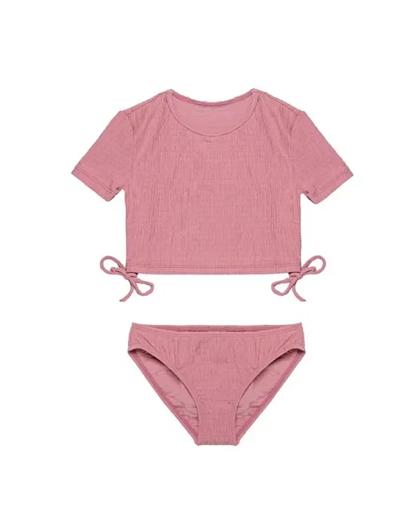 Детский комплект для плавания для девочек с текстурой Neapolitan Short Sleeve Side Tie Swim Set Gottex Kids, розовый