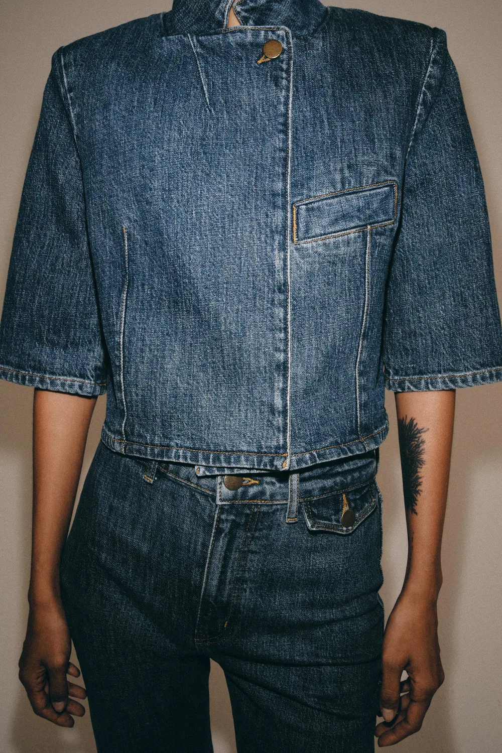 Укороченный джинсовый пиджак из коллекции ZW ZARA, Blue — фото 2