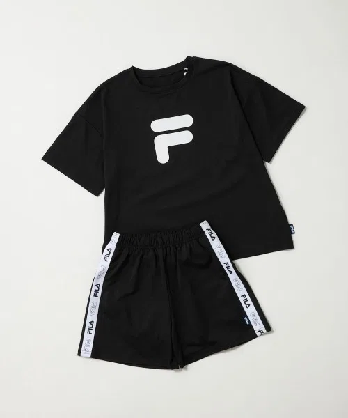 Детский комплект из рашгарда и шорт с логотипом FILA, Black