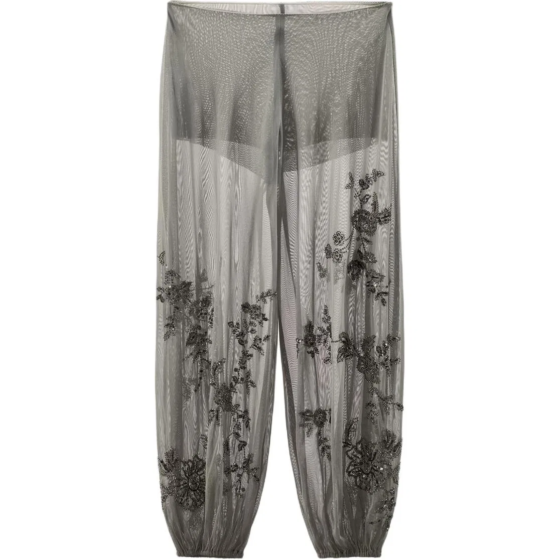 Женские брюки свободного кроя с фонариками Light Gray ZARA, Light Gray