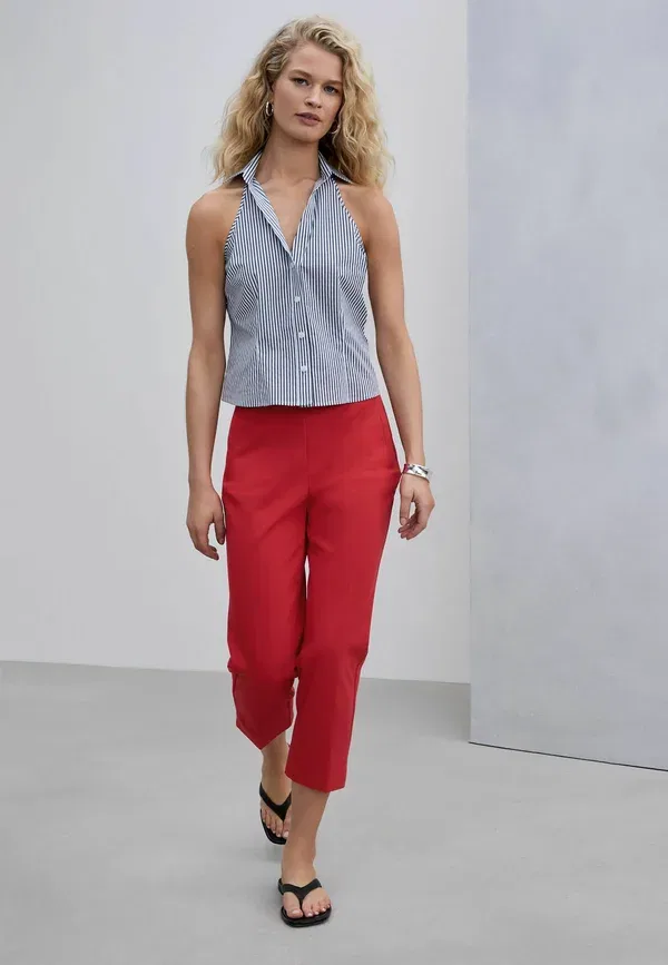 Брюки из вискозы Regular fit capri trousers Next, red, красный — фото 2