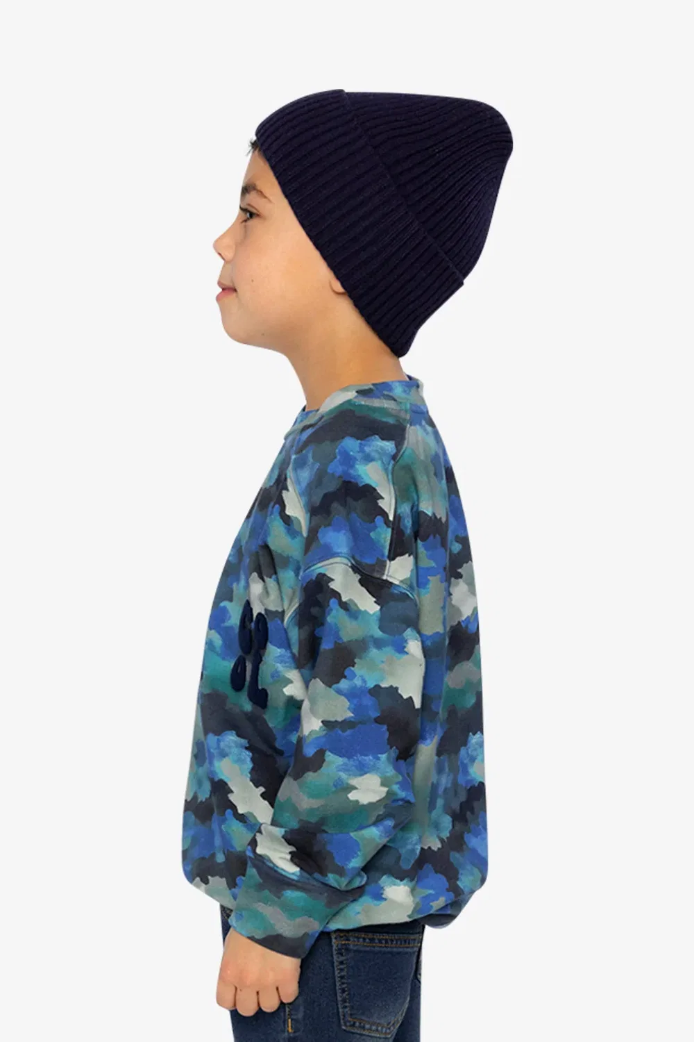 Детский свитшот с принтом камуфляж Fleece Sweatshirt Blue and Grey Camouflage Deux par Deux, Blue and Grey Camouflage — фото 3
