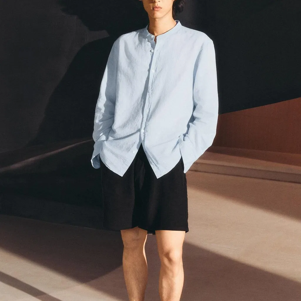Мужская рубашка с принтом Sky Blue Moderate ZARA, Sky Blue — фото 4