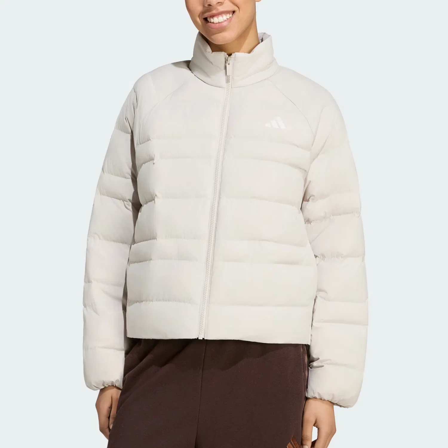 Женская куртка-пуховик с воротником-стойкой Adidas, Beige — фото 4