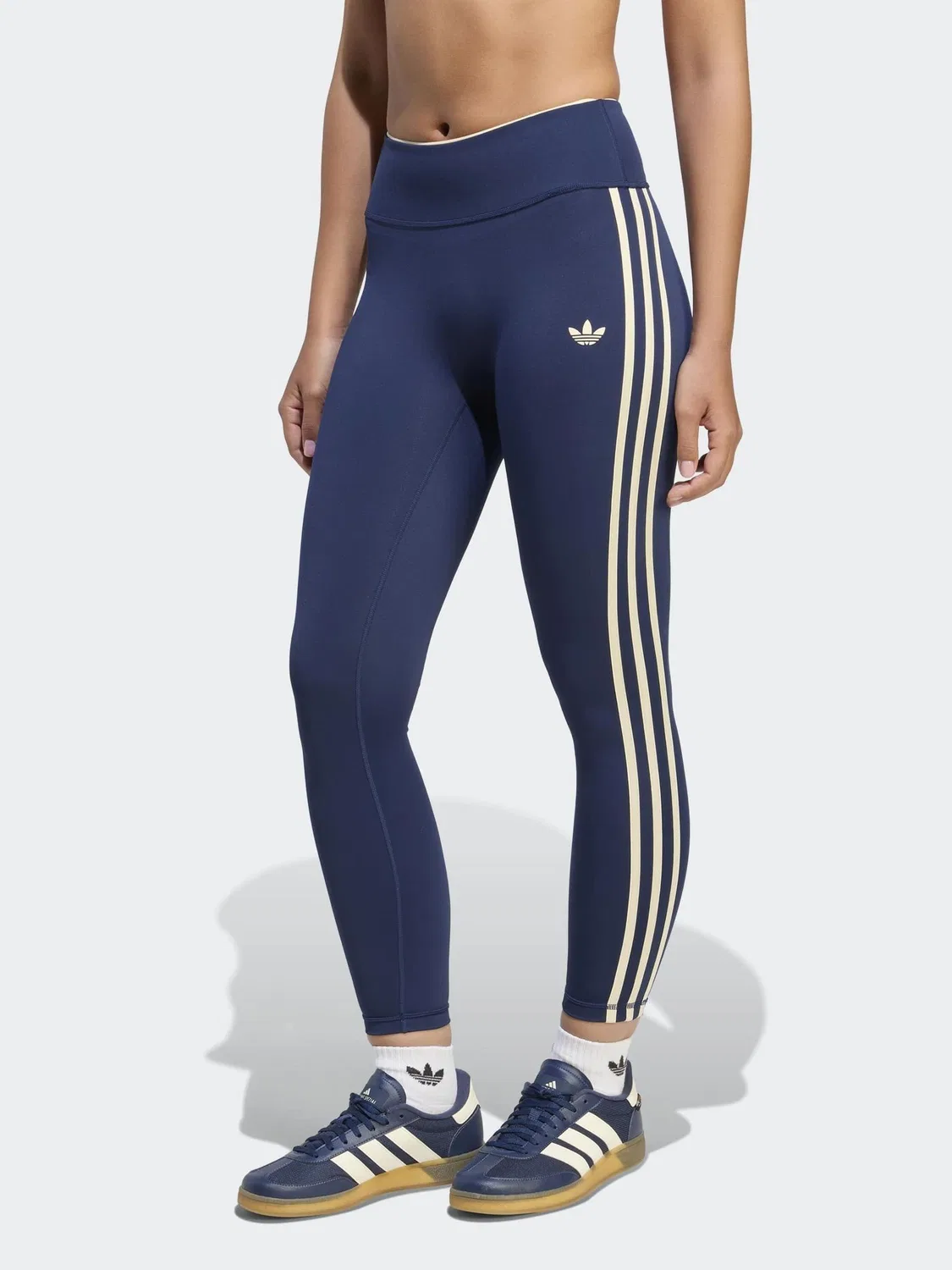 Синие спортивные леггинсы с 3 полосками adidas Originals