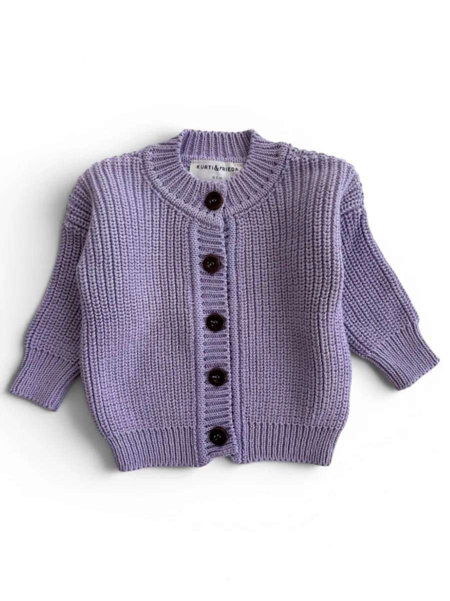 Вязаный кардиган KURTI & FRIEDA «Chunky Knit» лавандового цвета