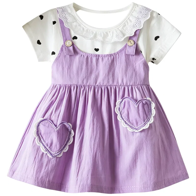 Детское платье для девочек с коротким рукавом Light Purple YALU